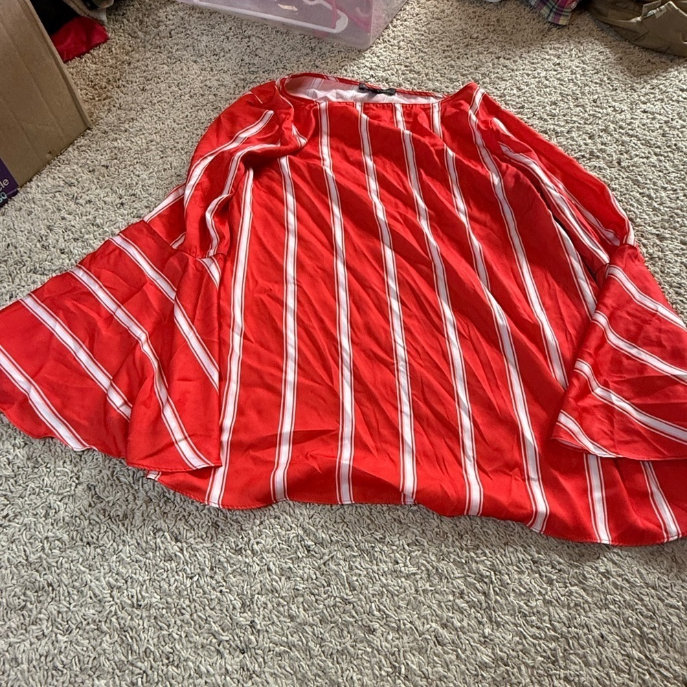 Banana Republic Orange and White Striped Blouse